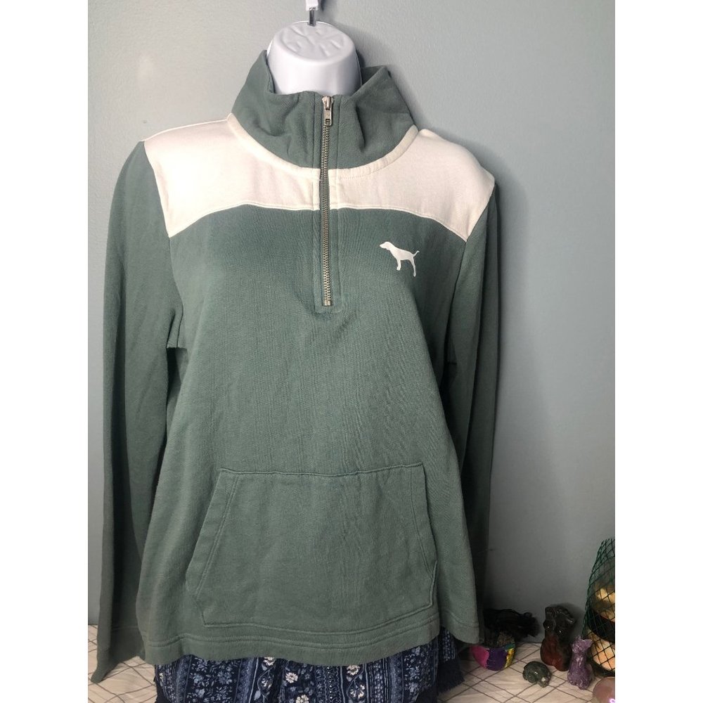 Pink by Victoria's secret Med pullover half zip up teal green